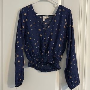 Flower long sleeve blouse